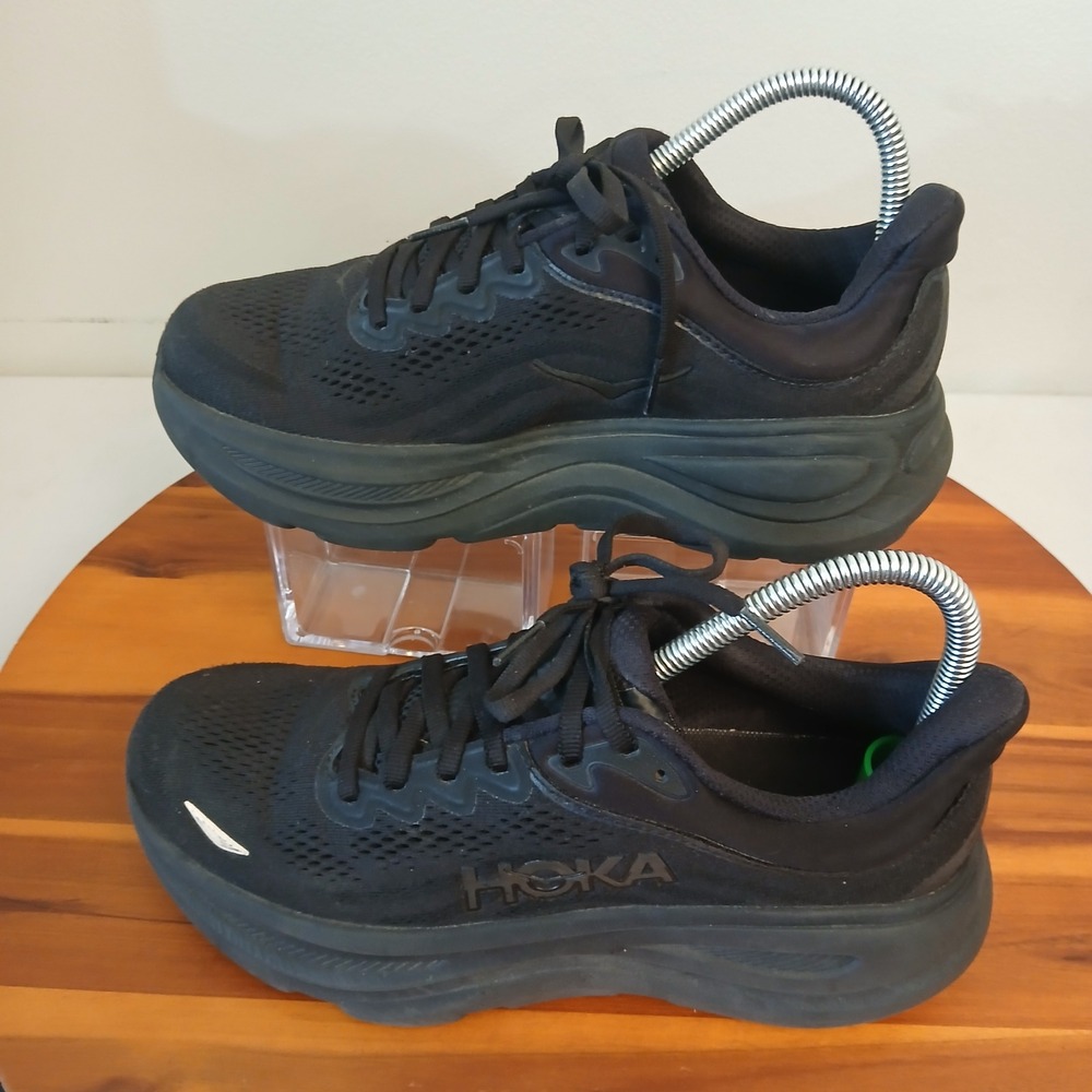 Hoka One One Bondi 8 Women 7.5 Black Running Shoes Sneakers 1127896-BBLC